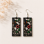 Hummingbird Bloom Wooden Earrings for Women featuring intricate floral cutwork with colorful bird design and lightweight silver hooks