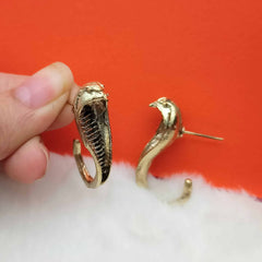Trendy Golden Oxidised Snake Earrings