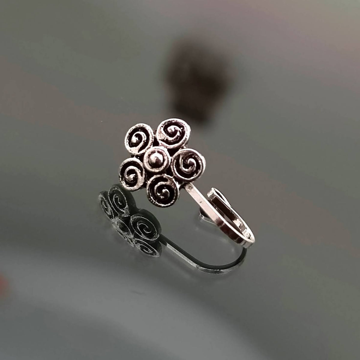 Beautiful Tribal Silver Oxidized Adjustable Nosepin