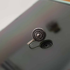 Round Silver Oxidised Adjustable Nosepin