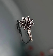 Sunflower Design Silver Oxidized Adjustable Nosepin