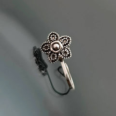 Trendy Flower Silver Oxidized Adjustable Nosepin