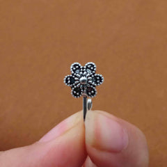 Boho Silver Oxidised Adjustable Nosepin