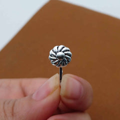 Fashion Flower Silver Oxidised Adjustable Nosepin
