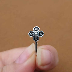 Banjara Style Silver Oxidised Adjustable Nosepin