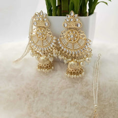 Detachable Sahara Kundan Studded Golden Jhumka Earrings