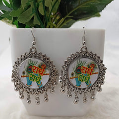 Krishna "Radhe Radhe" Sticker Silver Oxidised Earrings