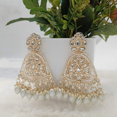 Handcrafted Kundan Beads Studded Golden Earrings