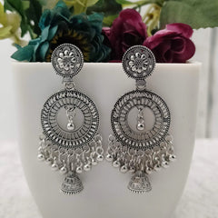 Gorgeous Trending Jhumka Silver Oxidised Earrings