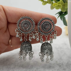 Bahubali Jhumka Trendy Silver Oxidised Earrings