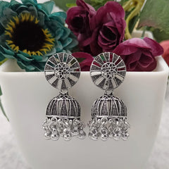 Bollywood Jhumka Silver Oxidised Earrings
