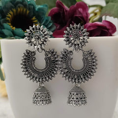Peacock Chandbali Oxidised Trendy Jhumka Earrings