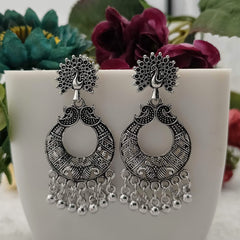 Peacock Silver Jhumka Oxidised Trending Cute Earrings