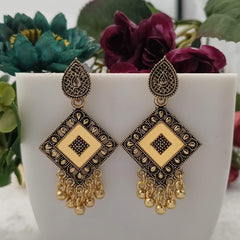 Diamond Shape Golden Jhumka Oxidised Trending Earrings