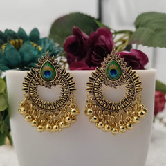 Golden Peacock Sticker Oxidised Trending Earrings