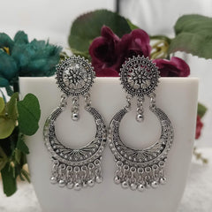 Bollywood Chandbali Trendy Silver Oxidised Earrings