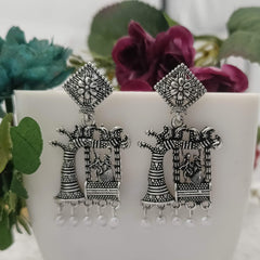 Dancing Couple Beautiful Silver Oxidised Earrings