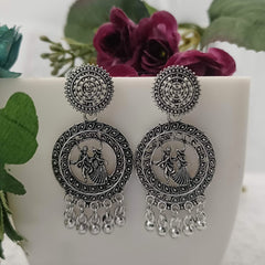 Dancing Boy & Girl Silver Oxidised Earrings
