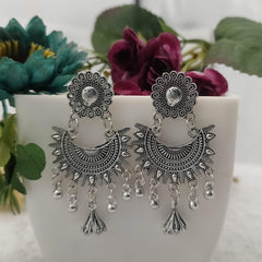 Gorgeous Design Chaandbali Jhumka Silver Oxidised Earrings