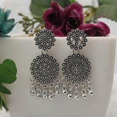 Fashion Round Cute Silver Oxidised Earrings