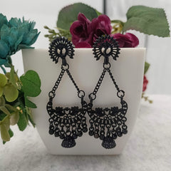 Black Jhumka Peacock Oxidised Beautiful Earrings