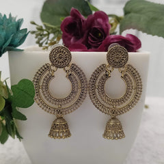 Golden Oxidised Drop Jhumka Trendy Earrings