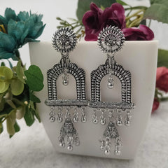 Traditional Beautiful Jhumka Silver Oxidised Trendy Earrings