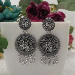 Dancing Couple Silver Oxidised Trendy Earrings
