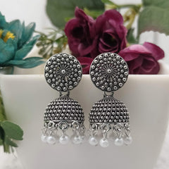 Bollywood Jhumka Silver Oxidised Trendy Earrings