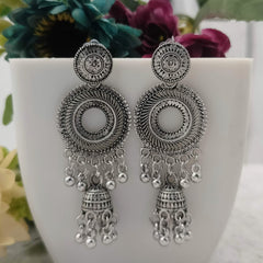 Tribal Jhumka Trendy Silver Oxidised Earrings