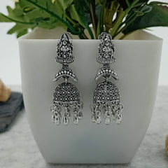 Goddess Trendy Silver Beads Oxidised Earrings