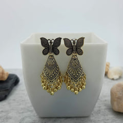 Butterfly Golden Unique Jhumka Oxidised Trendy Earrings