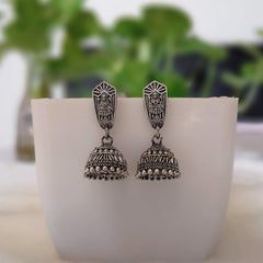 Goddess Beautiful Jhumka Silver Oxidised Earrings