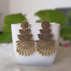 Dancing Golden Oxidised Earrings