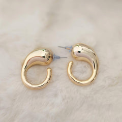 Beautiful Curved Trendy Golden Korean Fashion Earrings