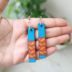 Beautiful Multicolor Wooden Rectangle Earrings