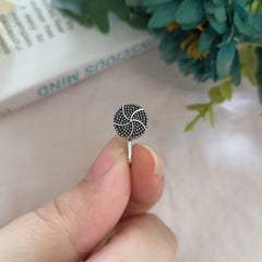 Gorgeous Design Round Cute Silver Oxidised Adjustable Nosepin