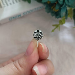 Detailed Round Silver Oxidised Adjustable Nosepin