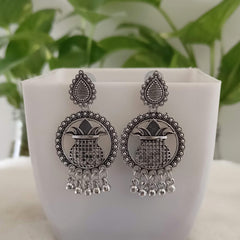 Kalash Design Festive Silver Oxidised Earrings