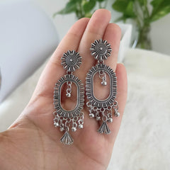 Drop Jhumka Beautiful Festive Silver Oxidised Earrings