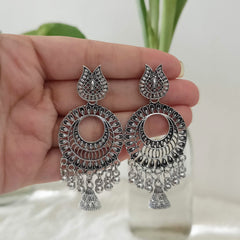 Ethnic Fashion Jhumka Silver Oxidised Trendy Earrings