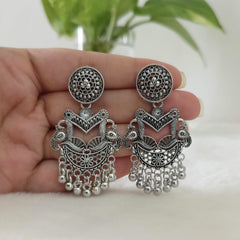 Animal Design Silver Oxidised Trendy Earrings