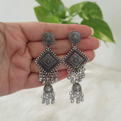 Traditional Drop Jhumka Silver Oxidised Trendy Earrings