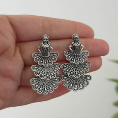 Dancing Girl Trendy Silver Oxidised Earrings