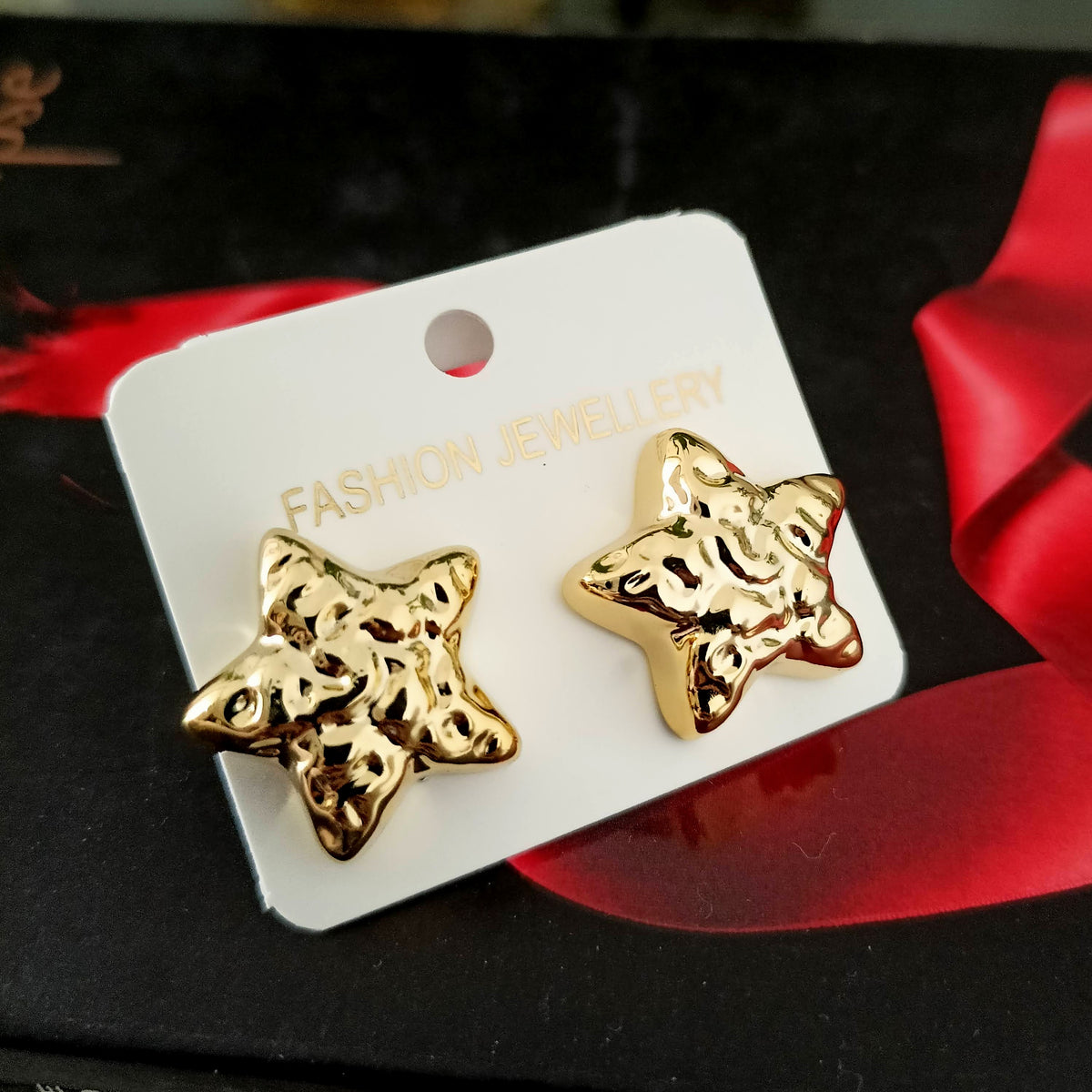 Star Design Exotic Golden Korean Fashion Earrings
