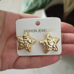 Star Design Exotic Golden Korean Fashion Earrings