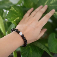 One White & Black Beads Adjustable Cute Bracelet
