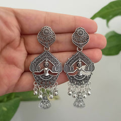 Girl Dancing Drop Jhumka Oxidised Silver Trending Earrings