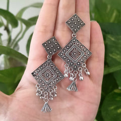 Cute Drop Jhumka Oxidised Silver Trending Earrings
