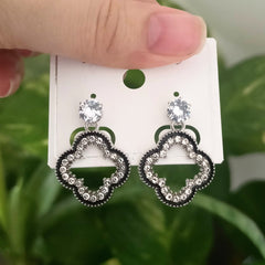 Cloud Shape Black Stone Studded Fashion Korean Earrings
